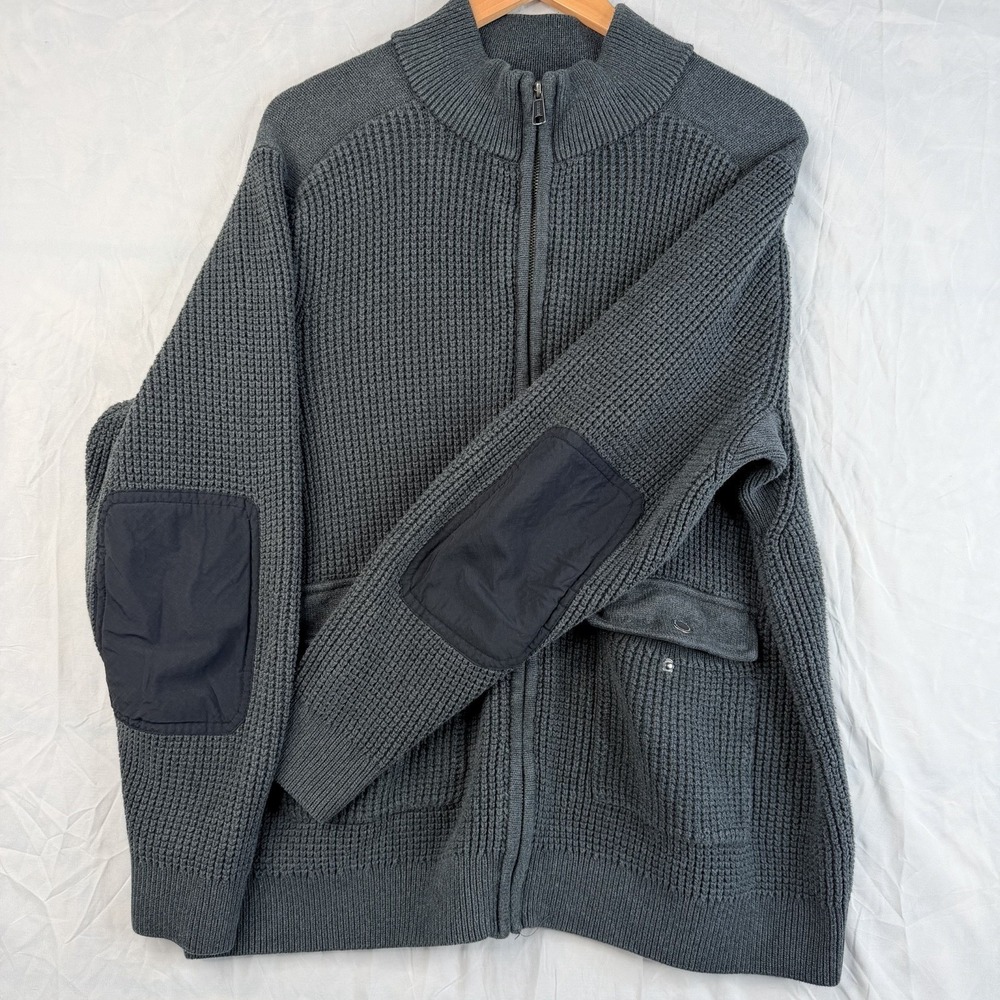 Duluth Men's Burly Retirement Waffle Stitch Sweater Jacket Dark Gray SZ-XL